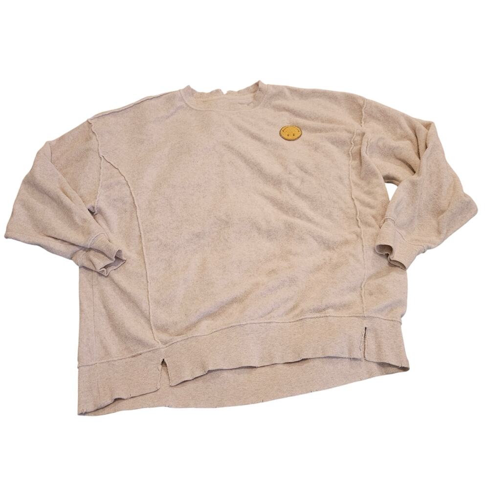 Aerie Smiley Find Happy Everywhere Cream Oversized Sweatshirt Women's Medium
